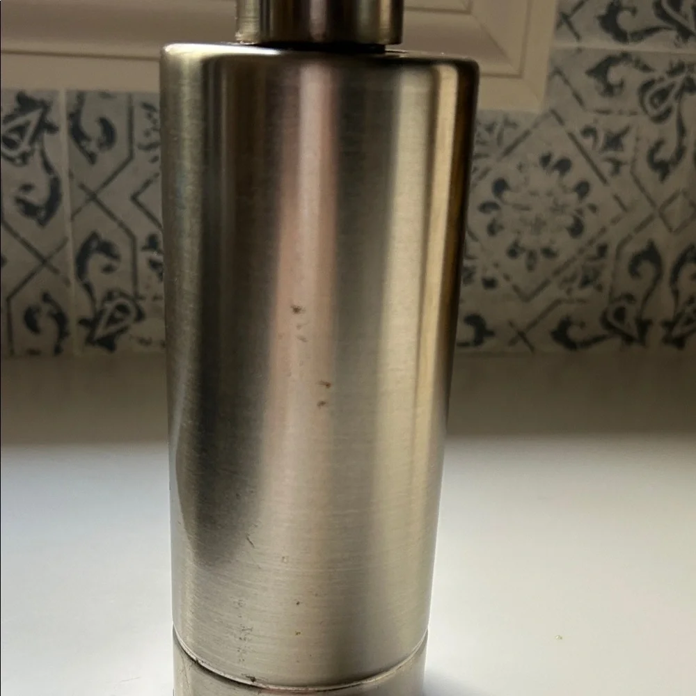 Stainless Steel and Gray Ceramic Soap Dispenser Set. GUC